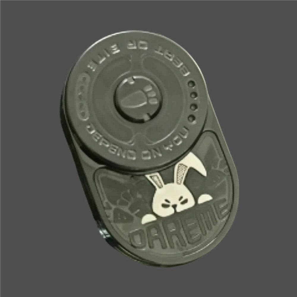 Angry Bunny Push Card | Stainless Steel EDC Fidget Slider with playful design and mechanical action.