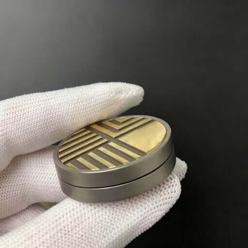 Titanium &amp; Brass Clicker Coin Push Card front view