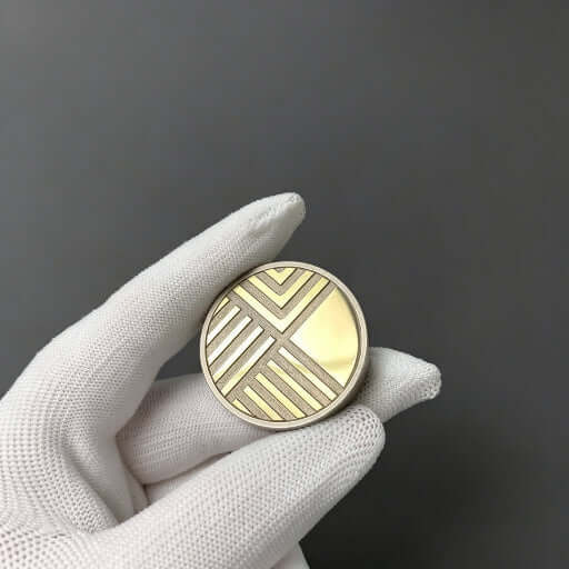 Titanium &amp; Brass Clicker Coin Push Card front view