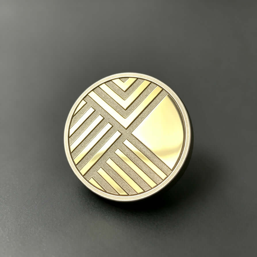 Titanium &amp; Brass Clicker Coin Push Card front view