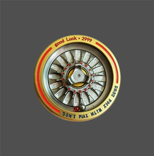 Russian Roulette Gyroscope Spinner featuring a precision-machined design with EDC functionality and striking visuals.